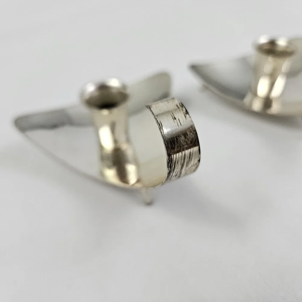 Vintage MCM Silver-Plate Candle Holders Danish Mid-Century Modern Atomic Germany